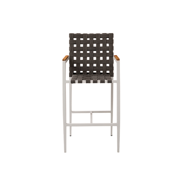 Dokuma Dış Mekan Metal Sandalye Sırtlı Bar Tabureleri