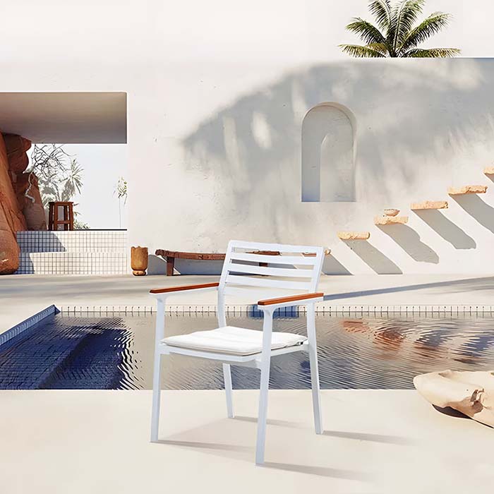 Dış Mekan Metal Sandalye Veranda Kolları ve Koltuk Minderleri Dış Mekan Yemek Sandalyeleri