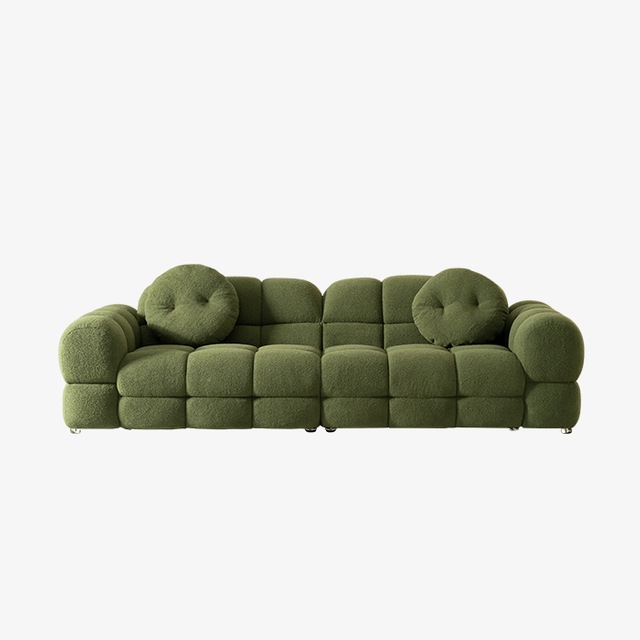 Modern Stil Yeşil Tembel Kanepe Sherpa Kumaş Oturma Odası için Yastıklar ile Üç Kişilik Marshmallow Kanepe