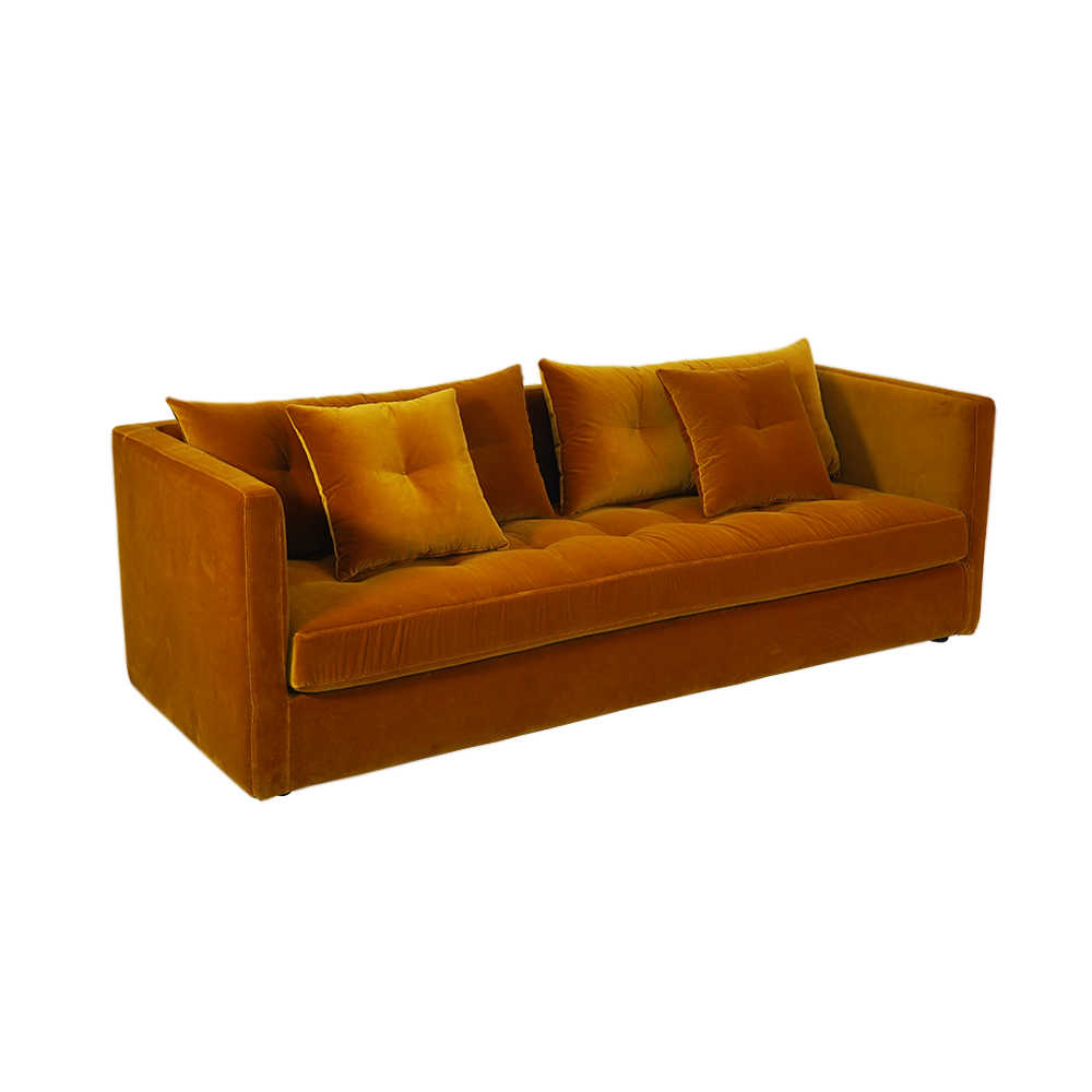 Oturma Odası Mobilyaları İçin Modern Turuncu Kadife Loveseat Kanepe 3 Kişilik