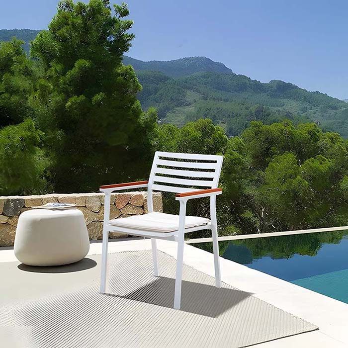 Dış Mekan Metal Sandalye Veranda Kolları ve Koltuk Minderleri Dış Mekan Yemek Sandalyeleri