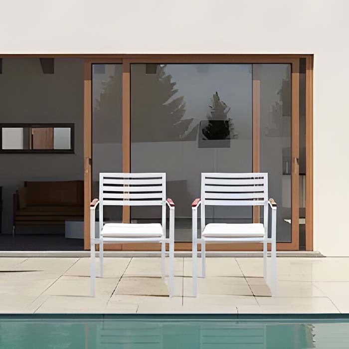 Dış Mekan Metal Sandalye Veranda Kolları ve Koltuk Minderleri Dış Mekan Yemek Sandalyeleri