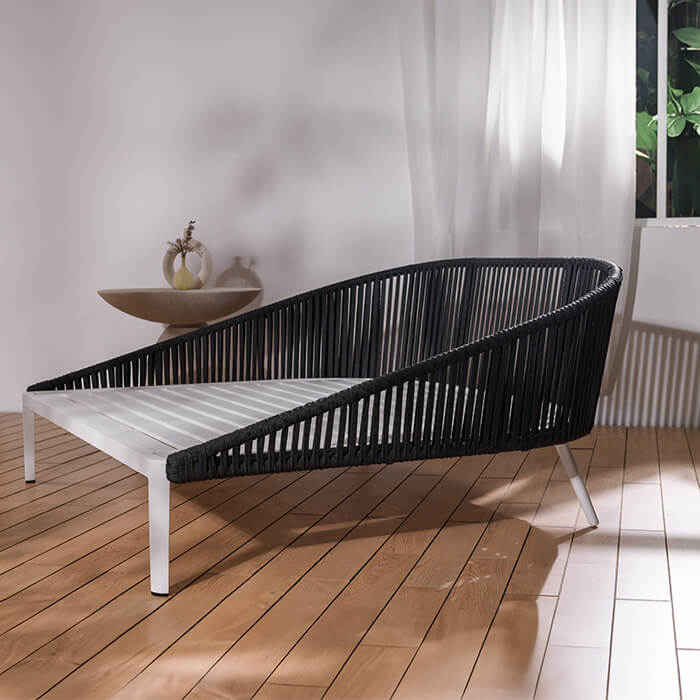 Modern Stil Dış Mekan Rattan Daybed Minderler ve Yastıklar Alüminyum Çerçeve Şezlonglar Bahçe