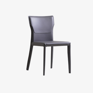 Minimalist Mavi Sele Deri Döşemeli Kolsuz Metal Ayaklı Yemek Sandalyesi