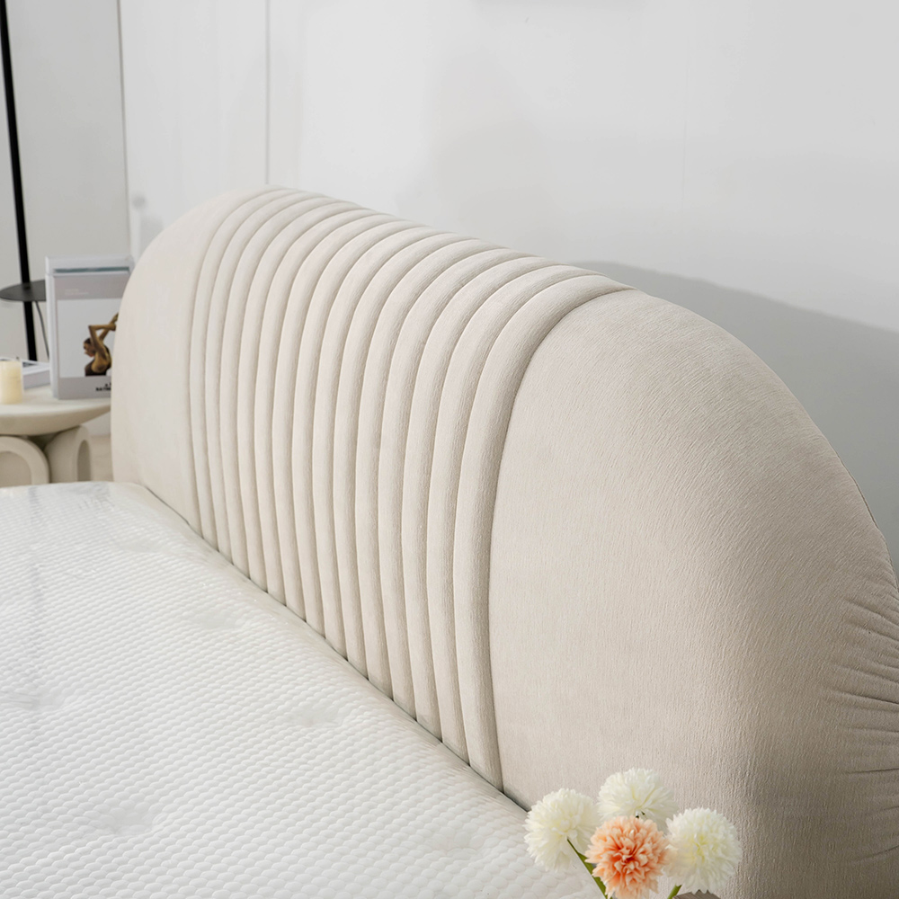 Modern Kadife Döşemeli Platform Yatağı King Size Yatak Çerçevesi