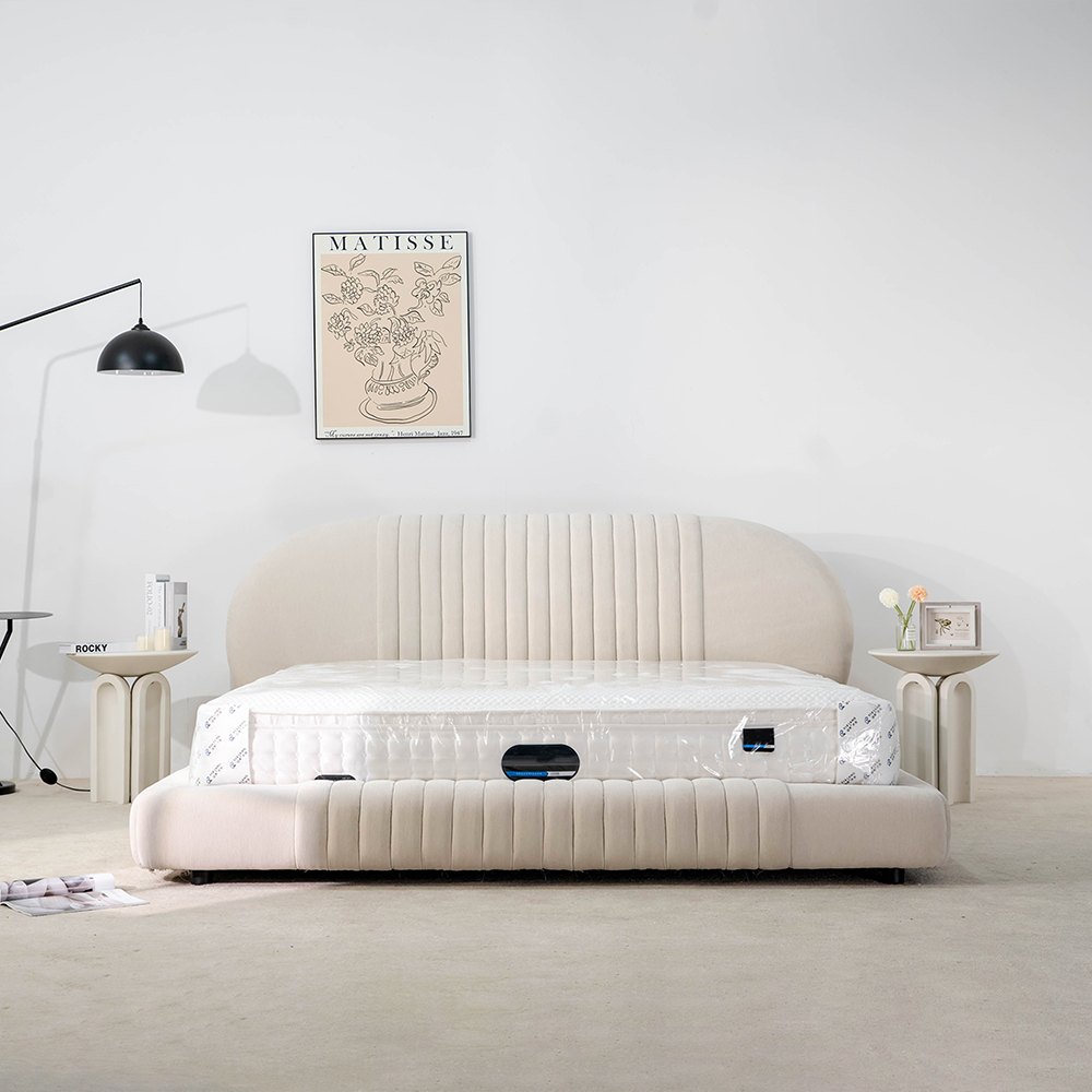 Modern Kadife Döşemeli Platform Yatağı King Size Yatak Çerçevesi