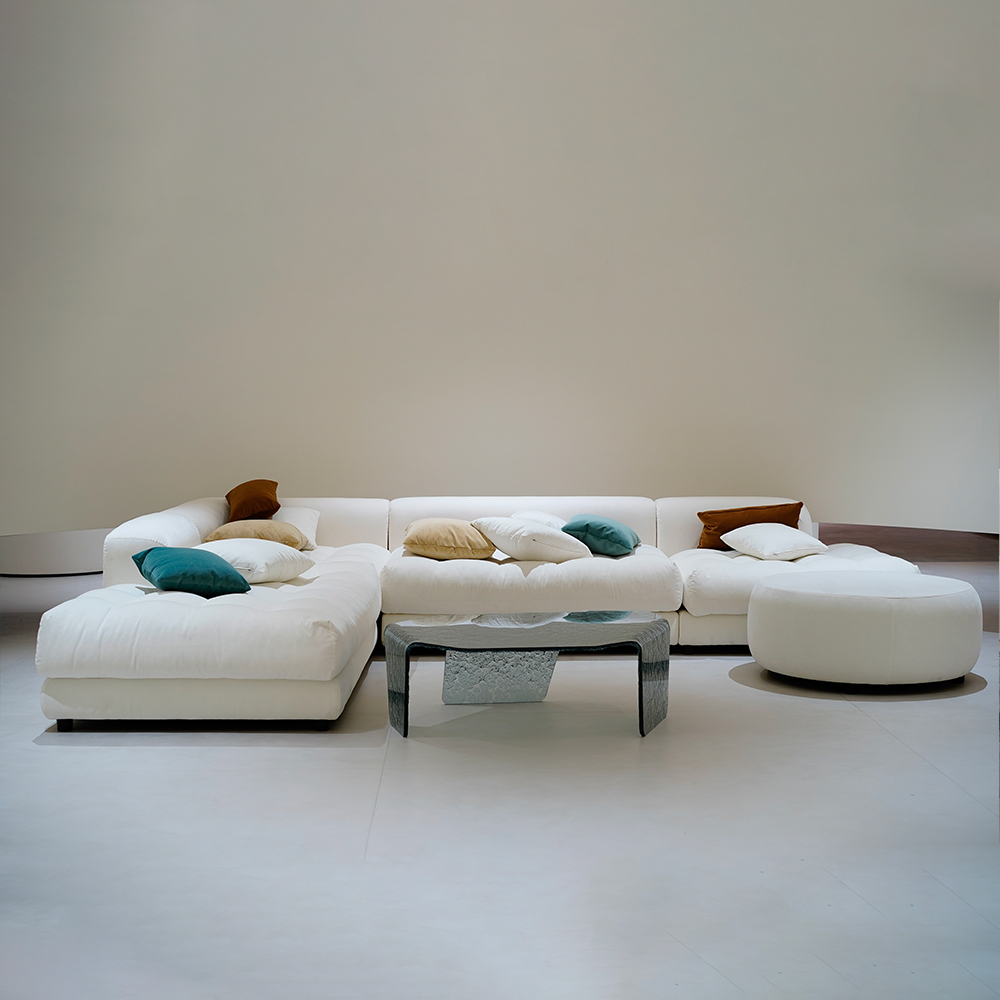 Oturma Odası için Minimalist L Şeklinde Döşemeli Bulut Kanepe